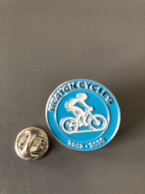 Heaton Cycles enamel badge